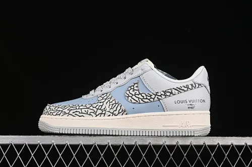 All categories Nk Air Force 1 Air Force series Nk Air Force 1 Low Air Force low top Nike Air Force 1'07 Low LV joint gray blue stone pattern Air Force 1 low top casual sneakers ZH2598-307